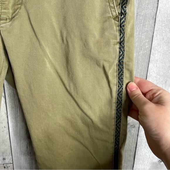 Chino Anthropologie relaxed fit pants pattern tuxedo stripe army olive green 25 - Picture 6 of 8
